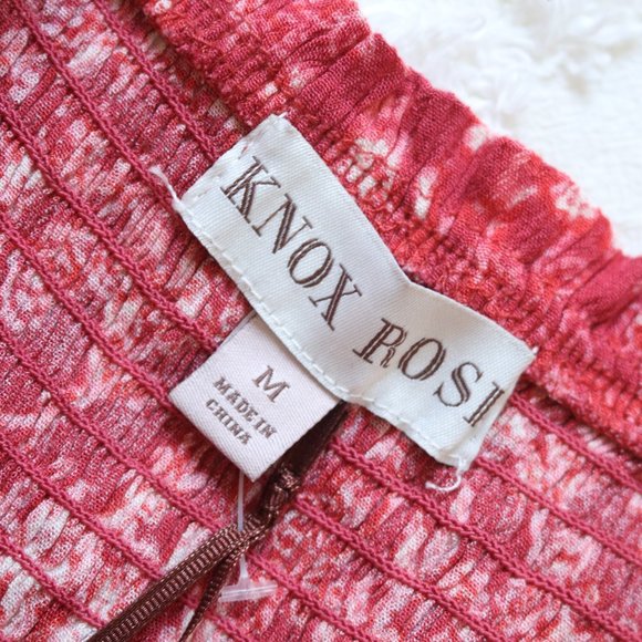 Knox Rose | Floral Smocked Tie-Strap Tiered Ruffle Red Midi Dress NWT | M - Picture 5 of 12